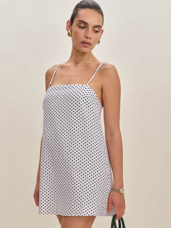 Aubree Linen Dress - Eclipse Dot