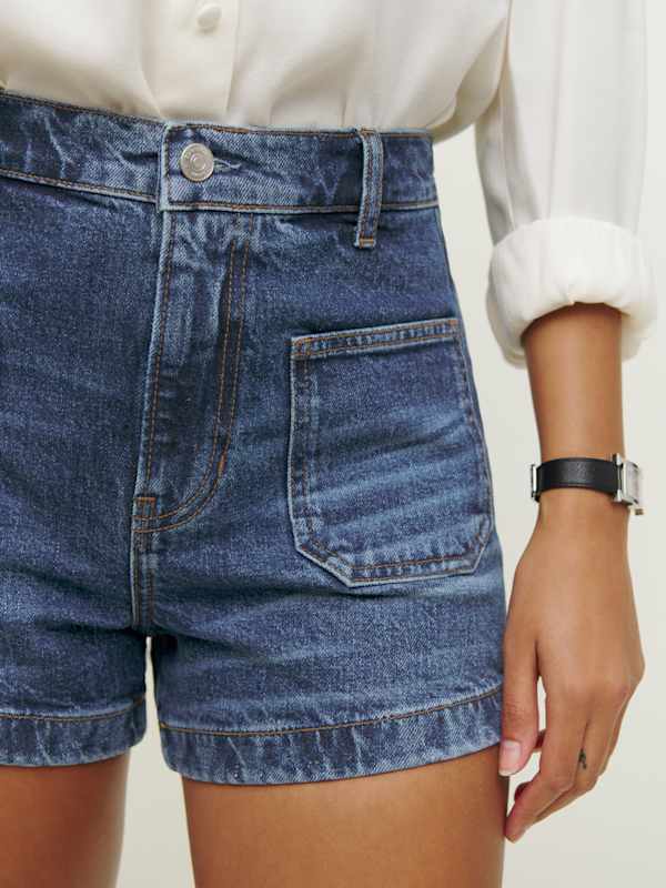 Alyssa Stretch High Rise 3.5” Jean Shorts - Anguilla