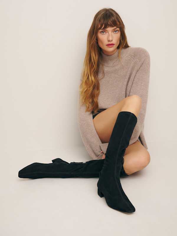 Raven Knee Boot - Black Suede
