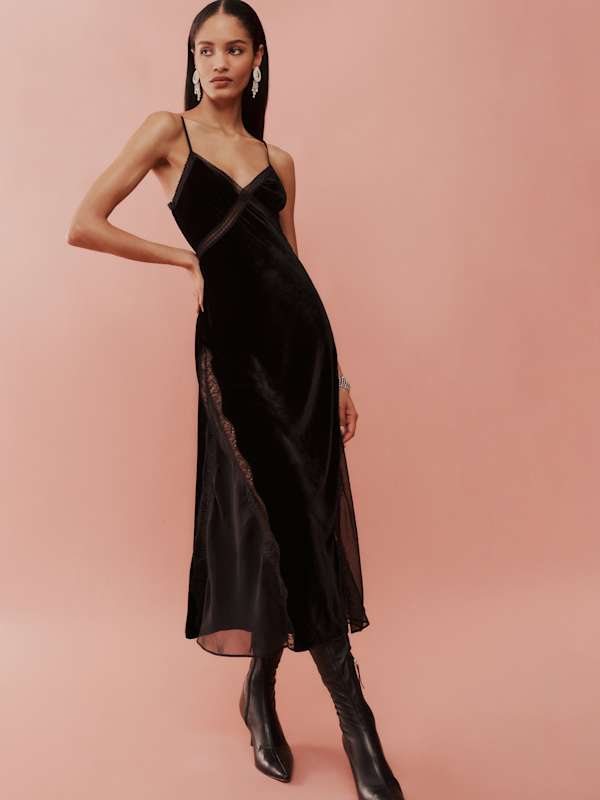 Ziah Velvet Dress - Black