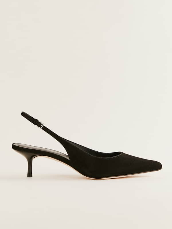 Wrenley Heeled Slingback - Black Suede