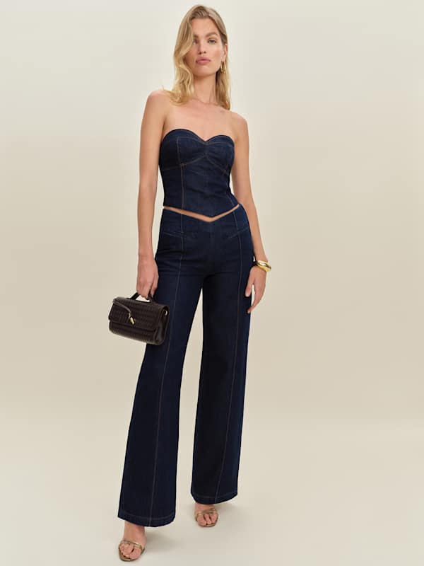 Arana Stretch Low Rise Trouser Wide Leg Jeans - Seneca