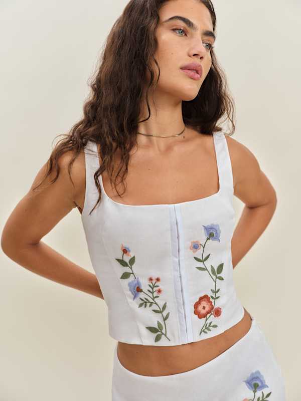 Juliet Linen Top - White