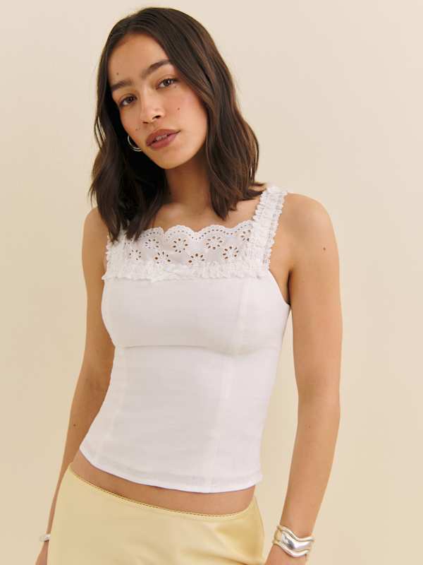 Marcia Linen Top - White