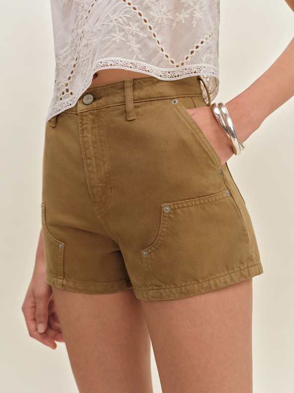 Blake High Rise 3” Utility Jean Shorts - Dark Khaki