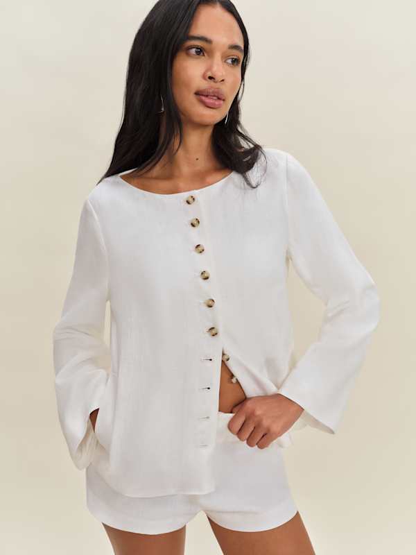 Lucia Linen Jacket - White