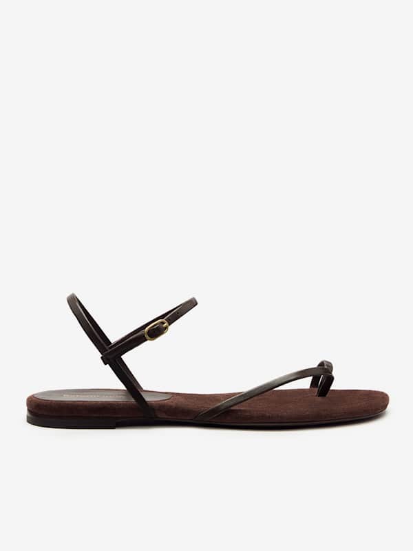 Oceane Flat Sandal - Espresso Suede