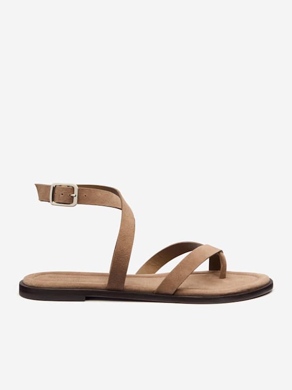Jane Flat Sandal - Farro Suede